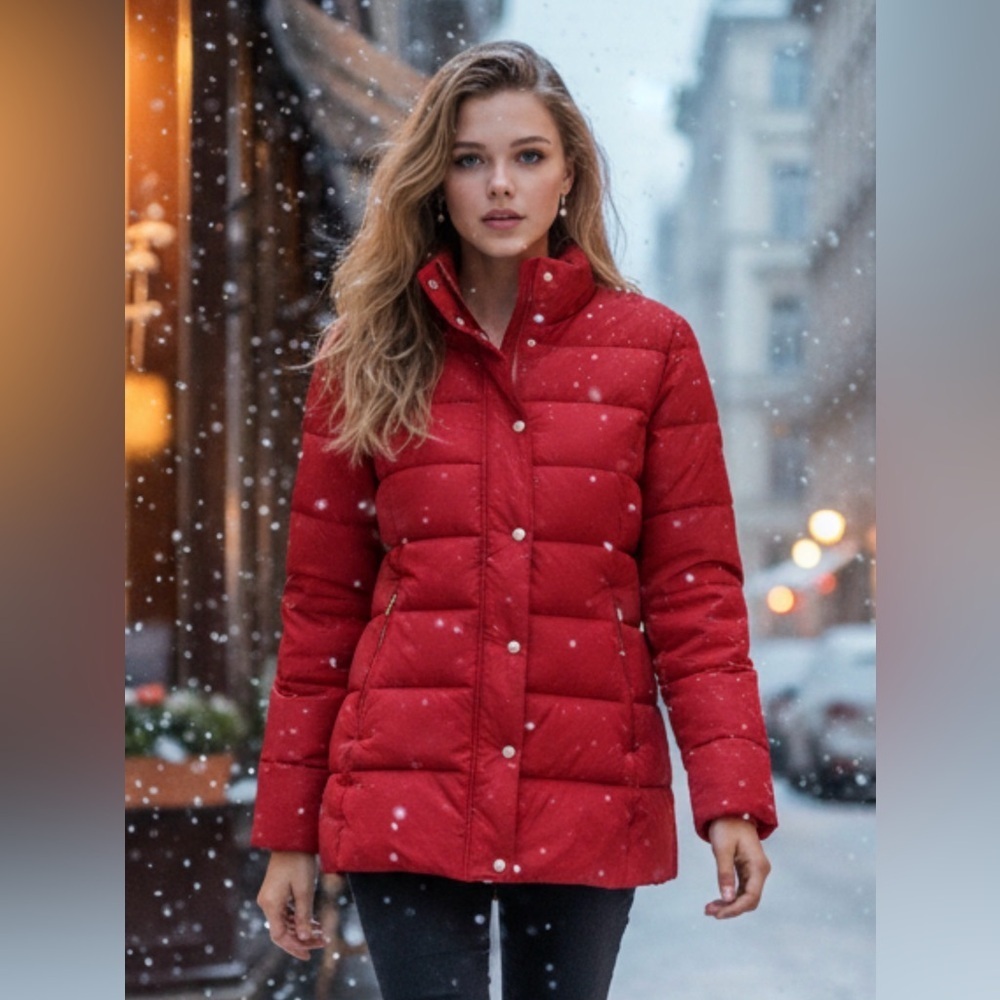 NVLT Cherry Red Puffer Jacket